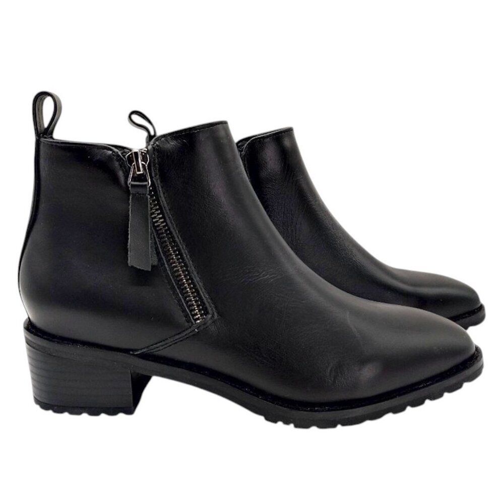 Blondo Samara Women's Size 7.5 M Black Leather Block Heel Ankle Waterproof Boots